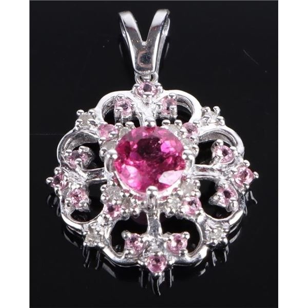 10K WG TOURMALINE SAPPHIRE DIAMOND LADIES PENDANT