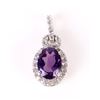 Image 1 : 10K WHITE GOLD 1.0CT AMETHYST & DIAMOND PENDANT