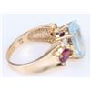 Image 3 : 6.0CT NATURAL  AQUAMARINE & GARNET 14K GOLD RING
