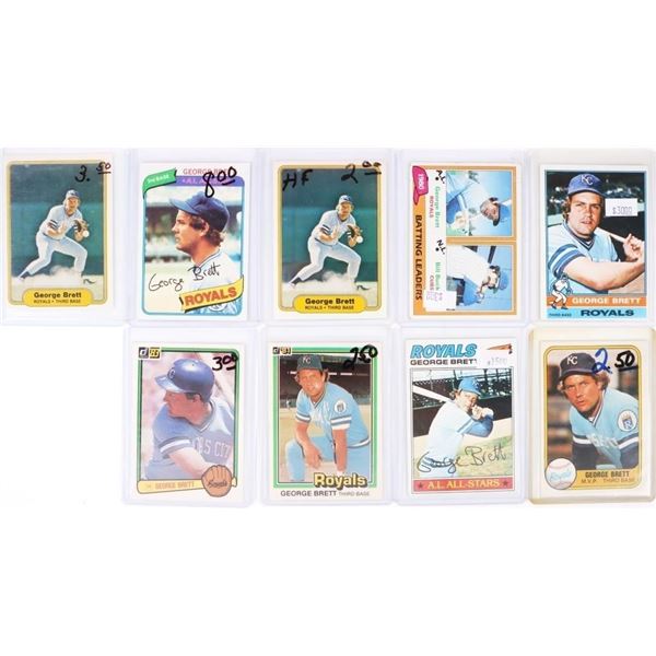 GEORGE BRETT ASSORTED BASEBALL CARDS 1976-1983-(9)