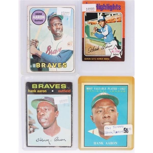 ASSORTED HANK AARON TOPPS BASEBALL CARDS - (4)