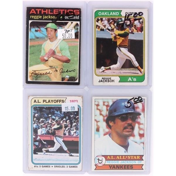 ASSORTED REGGIE JACKSON TOPPS BASEBALL CARDS - (4)