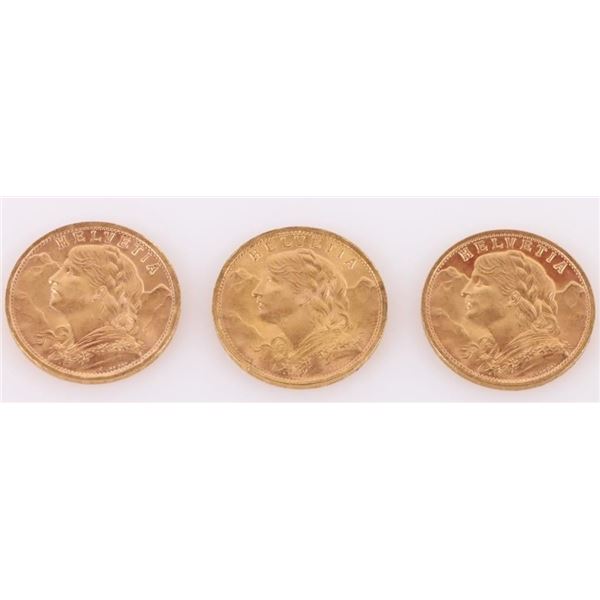 1935 90% GOLD COINS 20 FRANCS SWISS HELVETIA