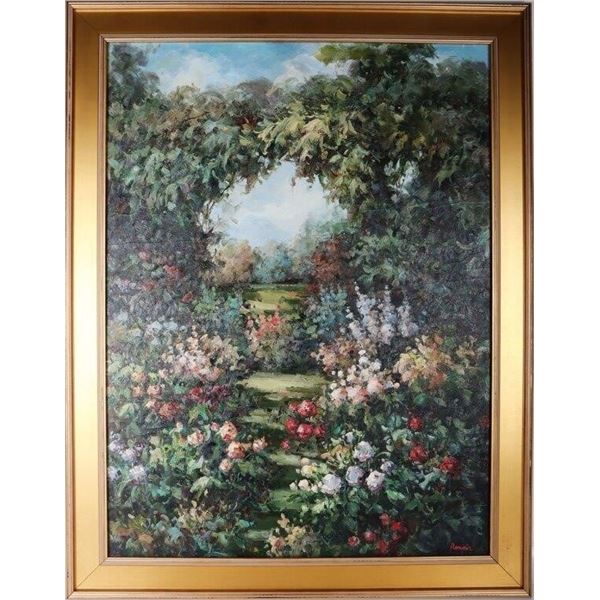 RENOIR ORIGINAL OIL "MAGIC GARDEN" AFTER