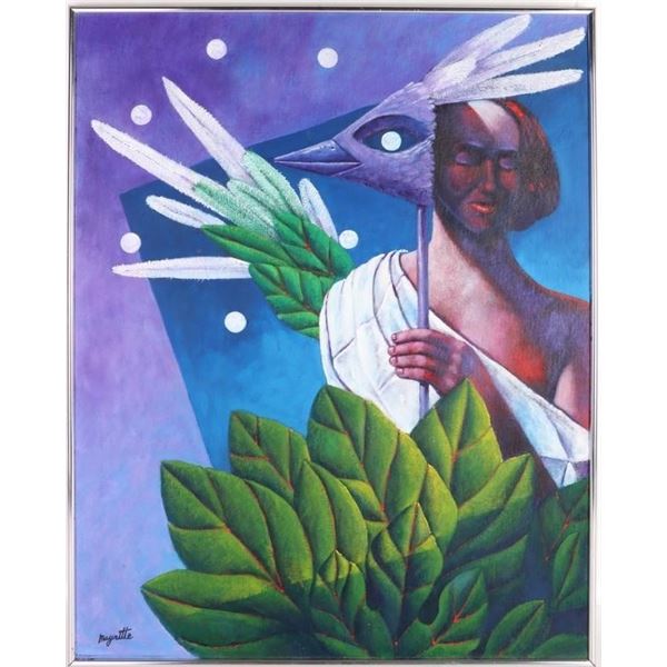 RENE MAGRITTE ORIGINAL SURREALIST PAINTING AFTER