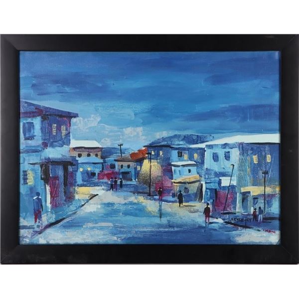 ROBERT ARYEETEY ORIGINAL THE DAY IS OVER PAINTING