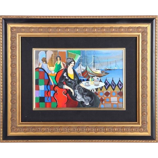 ITZCHAK TARKAY "CAFE WATERFRONT" MIXED MEDIA