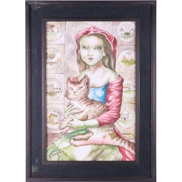 TSUGUHARA FOUJITA OIL ON CANVAS IN THE MANNER OF