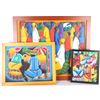 Image 1 : SIGNED ORIGINAL HAITIAN MARKET OIL PAINTINGS - (3)