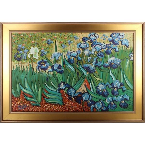 VINCENT VAN GOGH ORIGINAL IRISES PAINTING AFTER