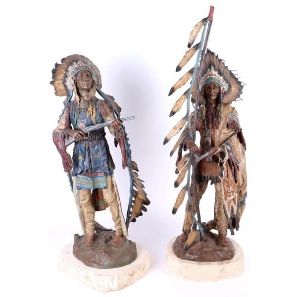 VINTAGE WAR AND PEACE BRONZE STATUE SET CARL KAUBA