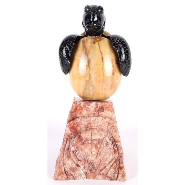 HAND-CRAFTED MARBLE HATCHING SEA TURTLE STATUE