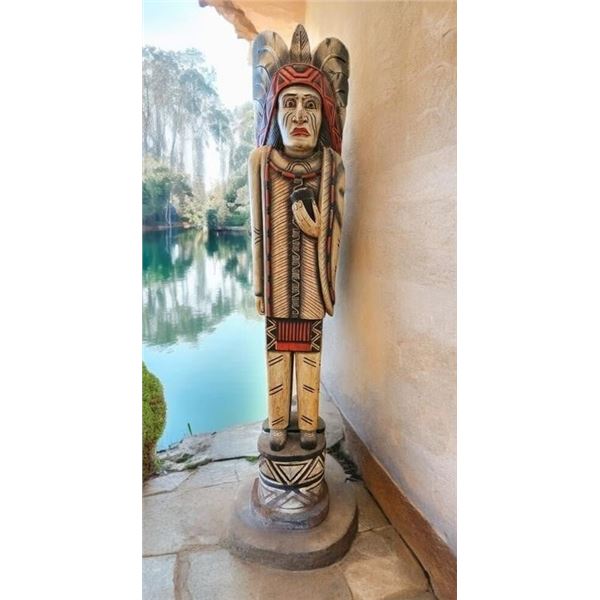 6.5 FT NATIVE AMERICAN CIGAR SHOP WOODEN STATUE