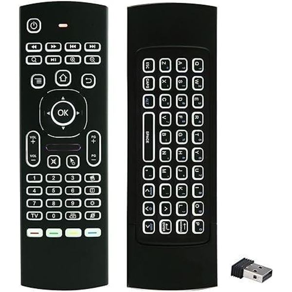 ProChosen 2.4G Backlit Air Mouse Remote, Wireless Keyboard and Infrared Learning for Kodi Android TV