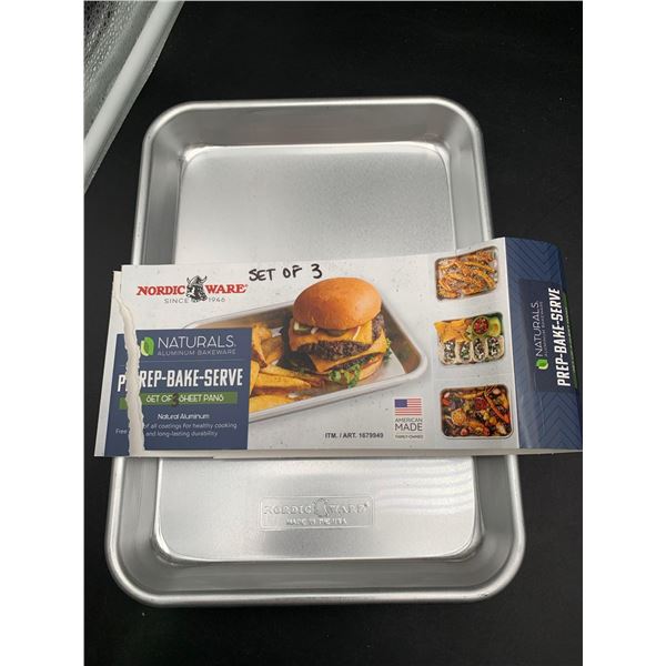 Nordic Ware Set of 3 Sheet Pans-Natural Aluminum
