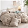 Image 1 : Bedsure 100% Washed Cotton Duvet Cover King Size - Warm Sand Minimalist Duvet Cover Set Linen Like -
