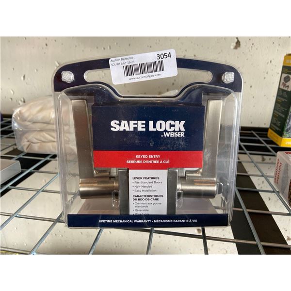 Safe Lock by Weiser brushed silver keyed entry door handle