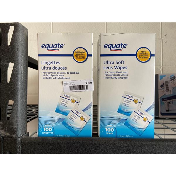 Equate soft lens wipes 2 x 100 wipes