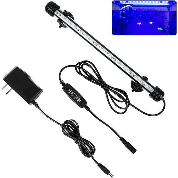 iKefe 28cm White & Blue Submersible LED Aquarium Fish Tank Light with Timer/Dimmable Underwater Fish