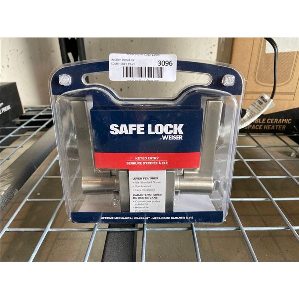 Safe Lock by Weiser brushed silver keyed entry door handle