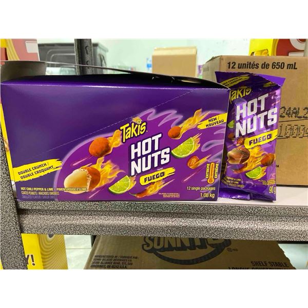 Takis Hot nuts Fuego Double Crunch Hot chili pepper & Lime coated peanuts 12 x 90g