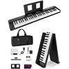 Image 1 : 61 Key Folding Piano Keyboard, Upgrand Imitation Wood Texture Keyboard Portable Piano, Bluetooth & M