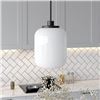 Image 1 : Agnolo 1-Light Blackened Bronze Pendant with White Milk Glass Shade