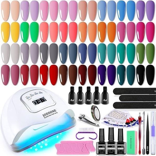 Gel Nail Polish Kit with UV Light JODSONE 32 Colors Soak Off Nail Polish Set Base Coat No Wipe & Mat
