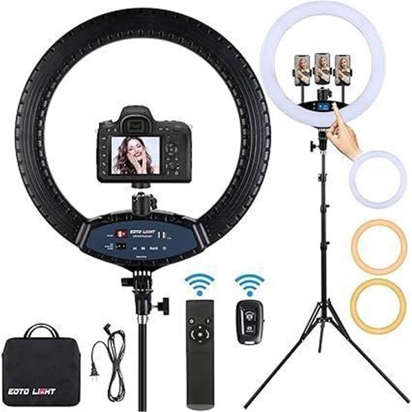 19 inch LED Ring Light LCD Display Touch Screen with Tripod Stand Dimmable Makeup Selfie Ring Light 