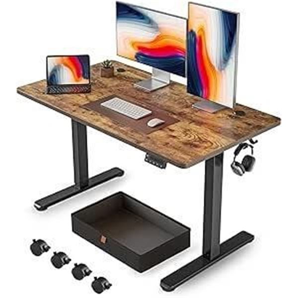 FEZIBO 48 x 24 Inches Standing Desk with Drawer, Adjustable Height Electric Stand up Desk, Sit Stand