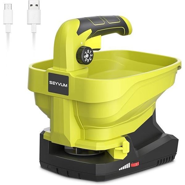 Hand-Held Spreader, Rechargeable Seed Spreader for Year-Round, Covers Up to 7,500 sq. ft. Yard Sprea