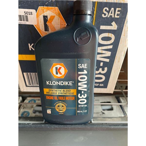 Klondike Synthetic Blend SAE 10W-30 Engine Oil - Lot of 12 x 1L