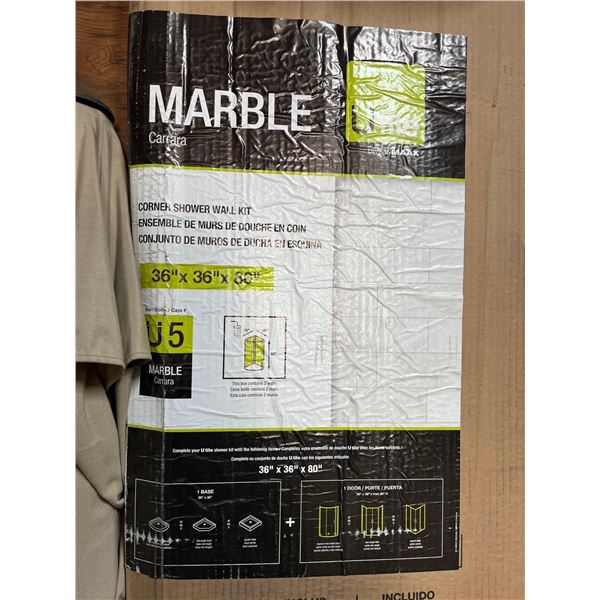 Utile Marble Corner Shower Wall Kit 36"x36"x80"