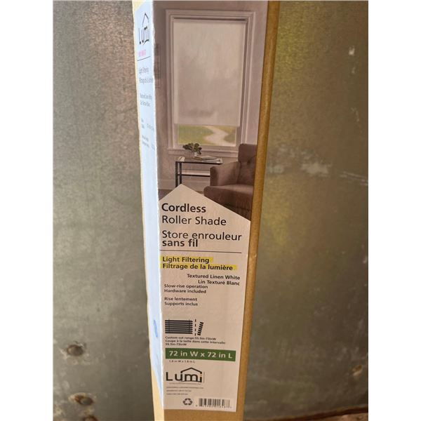 Lumi Natural Light Filtering Roller Shade w/ Cord Free Operation (55" W x 72" L)