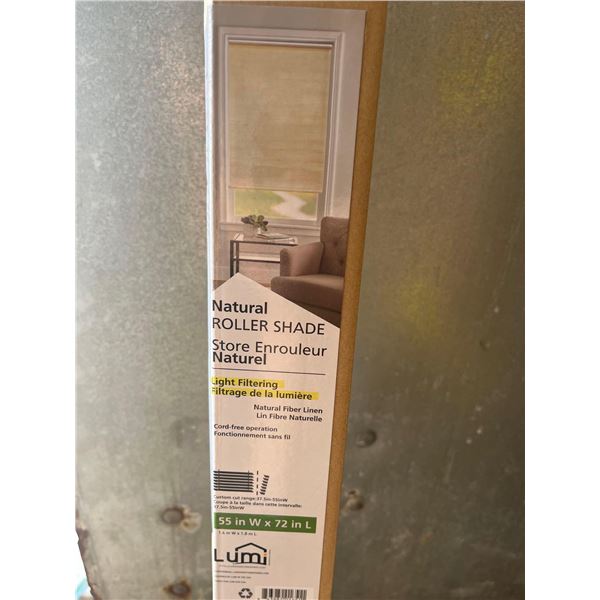 Lumi Natural Light Filtering Roller Shade w/ Cord Free Operation (55" W x 72" L)