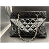 Image 1 : Coco Chanel diamond quilted patent leather tote style handbag - Black