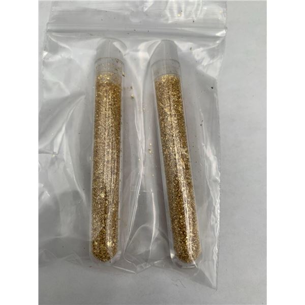 Lot of 2 large vials Golden Flaking Material