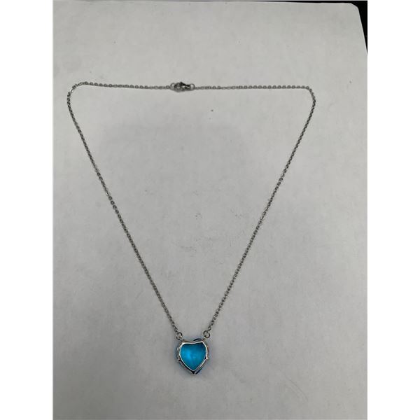 Blue Topaz Heart of the Sea Pendant & Chain Gift Set