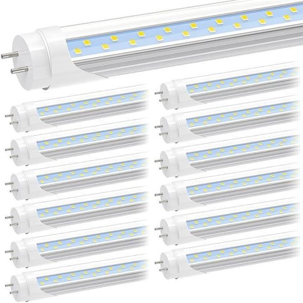 JESLED T8 LED Type B Tube Light, 4FT, 24W 3000LM 6500K, 4 Foot T12 LED Bulbs Replacement for Fluores