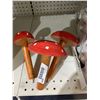 Image 1 : Lot of 3 Locally Handcrafted Wooden Garden Mushrooms