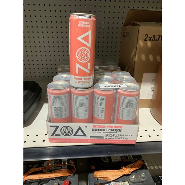 Zoa White Peach Zero Sugar Energy Drink 12 x 355ml