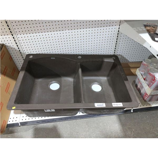 Drop In Dual Sink Brown 33" x 22" x 9"
