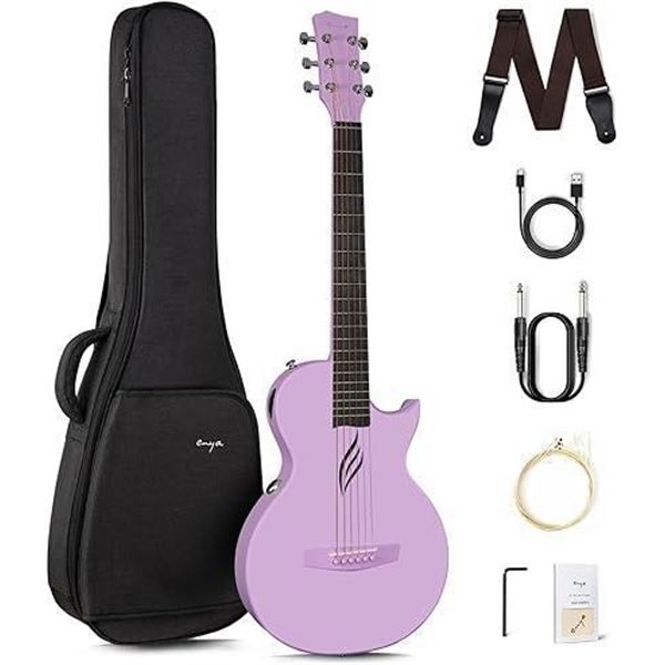 Enya NOVA Go SP1 Carbon Fiber Acoustic Electric Guitar with Smart AcousticPlus 35 Inch Travel Acusti