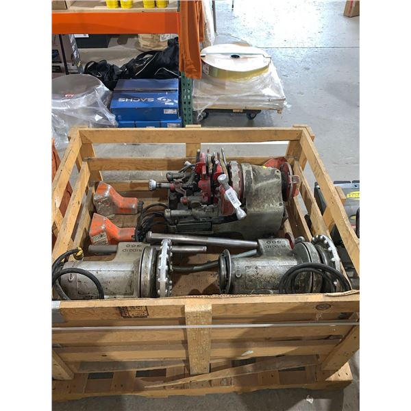 Ridgid 300 Pipe Threading Machine - LOT of 2 units with foot pedals includes everything in the crate
