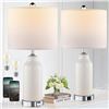 Image 1 : Modern Ceramic Table Lamps for Bedroom Set of 2,Touch Lamp with USB Ports for Nightstand, 3-Way Dimm