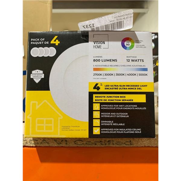 Vision Home 4" LED Ultra-Slim Recessed Light Pack of 4