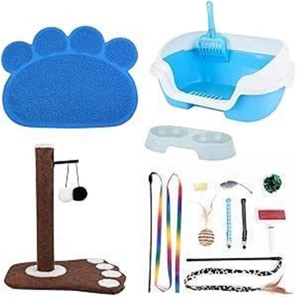 SIVEIS Cat Kitten Starter Kit, New Cats Litter Tray Set includes Cat Litter Box/Cat Litter Shovel/Ca