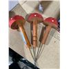 Image 1 : Lot of 3 Locally Handmade Wooden Mushroom Garden Stakes