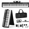 Image 1 : Finger Dance Folding Piano Pro Portable Piano Keyboard with Stand Full Size Upgrade Wood Grain Touch