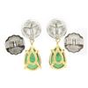 Image 5 : 14k Gold 3.31 ctw GIA Pear Emerald Bezel Old European Diamond Drop Dangle Earrin